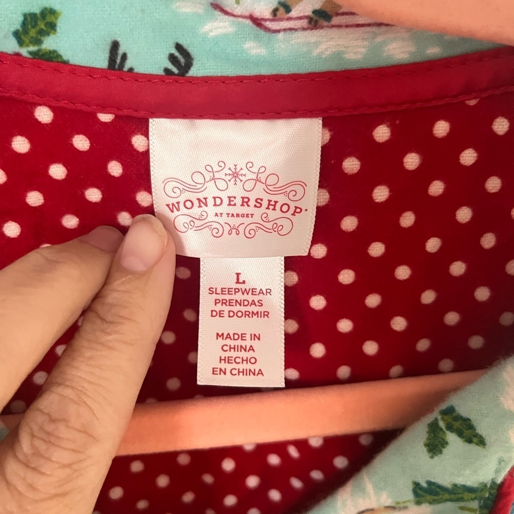 NWT Wondershop Skiing Print Pajama Top - Light Blue and Red - Picture 2 of 5